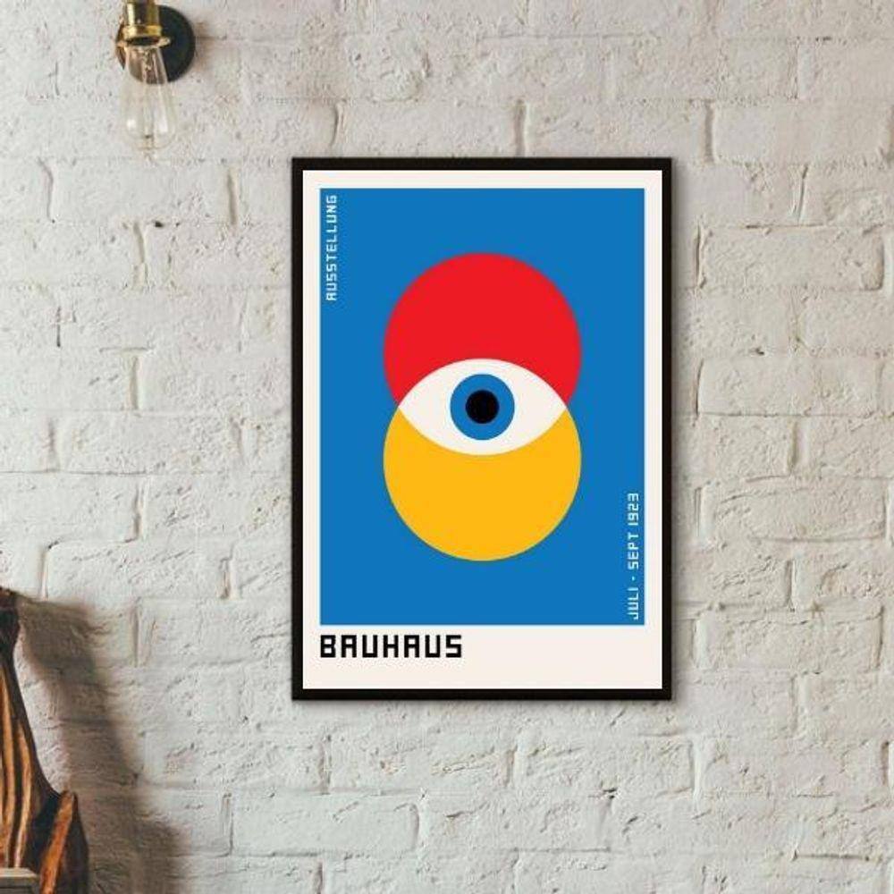 Quadro Arte Abstrata Bauhaus - Poster 24X18Cm - Com Vidro