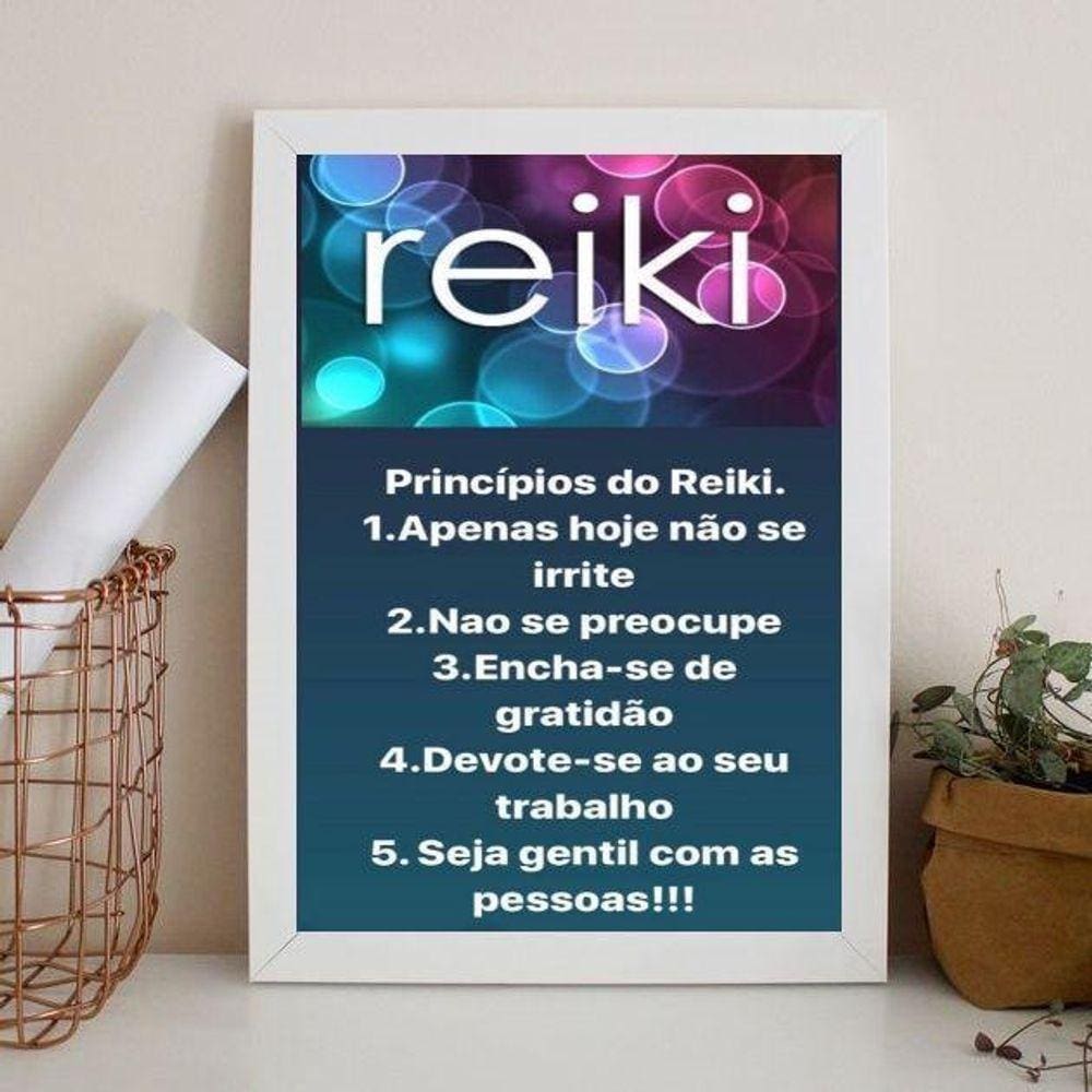 Quadro Decorativo Princípios Do Reiki 45X34Cm - Com Vidro