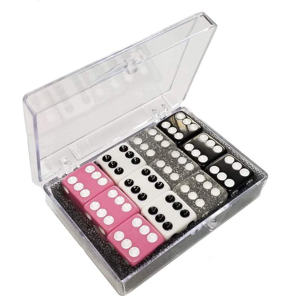 Conjunto de dados Marion & Co Opaque 16 mm com caixa de acrílico Bunco Game