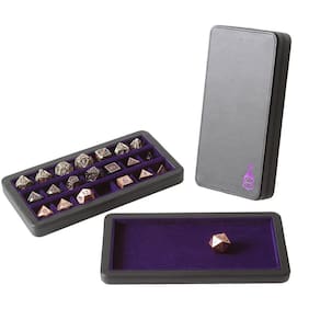 Estojo de dados Forged Dice Co. Relicário grande com bandeja de dados roxa