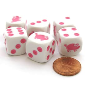 Conjunto de dados Koplow Animal Pig 16 mm D6 com borda redonda x6