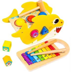 Banco infantil de brinquedo Pidoko Baby Shark Pound & Tap com mais de 18 m com xilofo