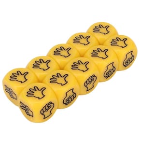 Conjunto de dados Fabul, 10 unidades, 2 x 2 x 2 cm, 6 lados, educacional, amarelo