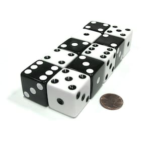 Conjunto de dados Koplow Games Inverse D6 25 mm Grande Opaco Jumbo