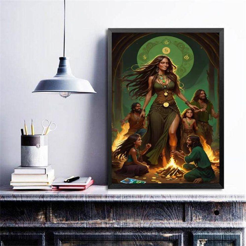 Quadro Cigana Esmeralda - Fogueira 24X18Cm