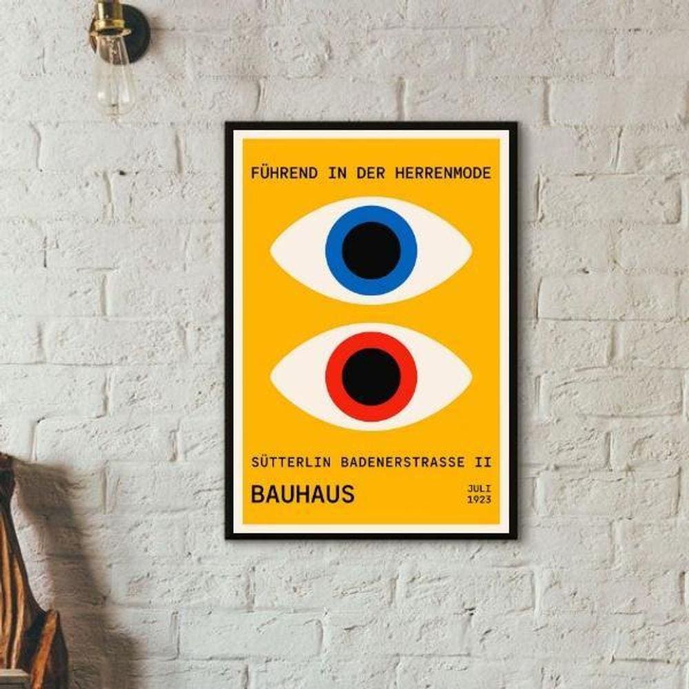 Quadro Bauhaus Poster Olhos - Amarelo 33X24Cm
