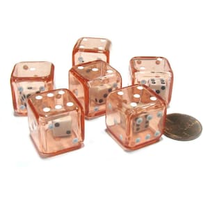 Conjunto de dados Koplow Games D6 19 mm Double Dice translúcido vermelho