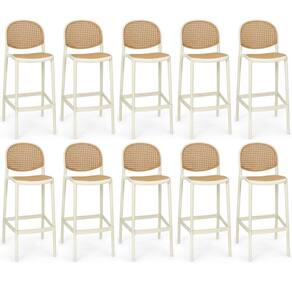 Kit 10 Banqueta Alta com Encosto Roma em Polipropileno - Nude