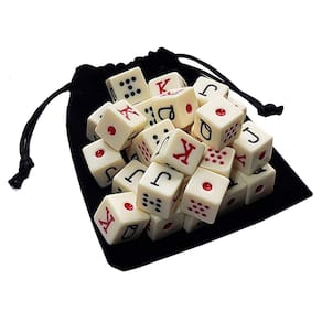 Conjunto de dados de pôquer Cyber-Deals Spanish Ivory com bolsa preta x30
