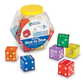 Recursos de aprendizagem do Jumbo Dice Conjunto de dados matemáticos de 12, 3 anos ou mais