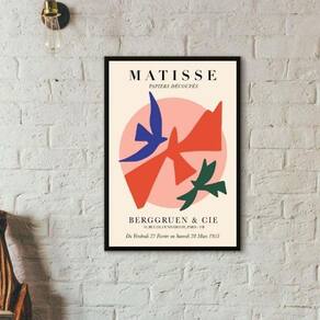 Quadro Matisse - Pássaros Coloridos 45X34Cm - Com Vidro