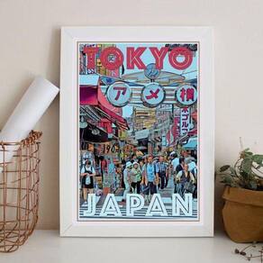 Quadro Poster Tokyo - Japão 24X18Cm - Com Vidro