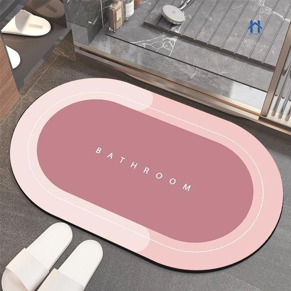 Tapete Banheiro Oval Absorve Água Antiderrapante Secagem