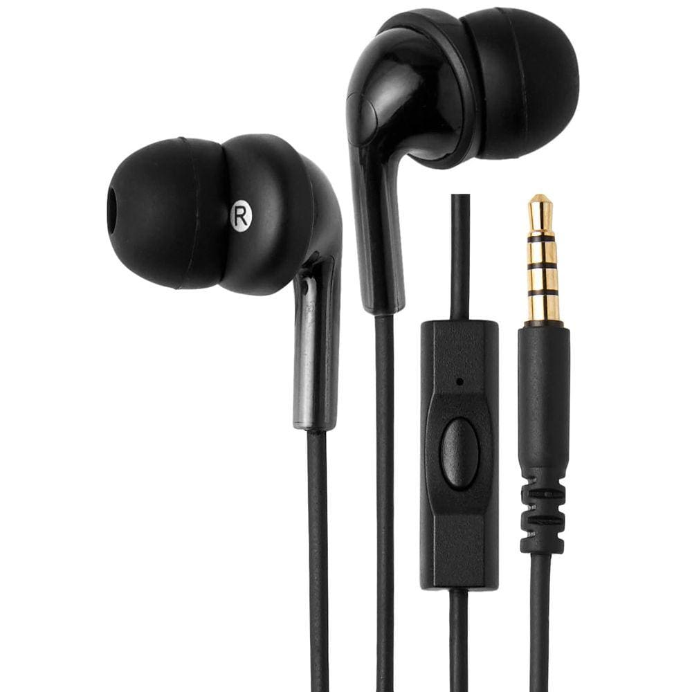 Fones de ouvido Amazon Basics In Ear com fio e microfone preto