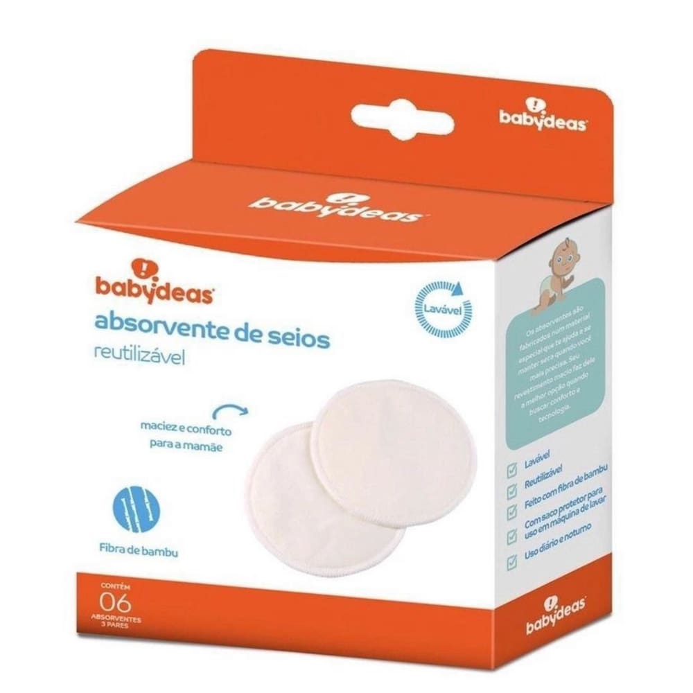 Protetor Absorvente Para Seios Lavável 6 Unidades Amamentação