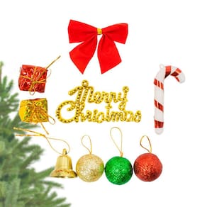 Enfeite Árvore Natal Presentes Bolas Sino Laço Pendurar