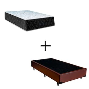 Cama Box Solteiro 88 Tecido Sintético Marrom Com Colchão Marrocos - Poliéster - Espuma D33 30cm