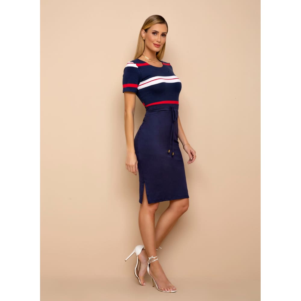 Vestido Laura Rosa Malha Polo Marinho 810138