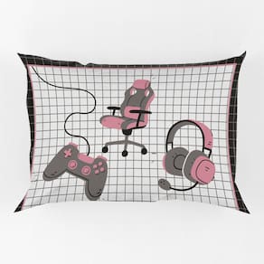 Porta Travesseiro Fronha Avulsa Game Streamer 70cm x 50cm - Estampa Digital Juvenil Infantil Decorativo Gamer Geek Nerd