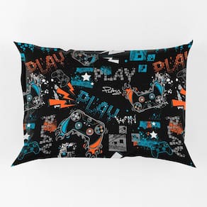 Porta Travesseiro Fronha Avulsa Game Win 70cm x 50cm - Estampa Digital Juvenil Infantil Decorativo Gamer Nerd Geek