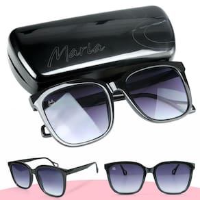 oculos sol feminino quadrado vintage proteção uv + case moda preto estiloso Maria