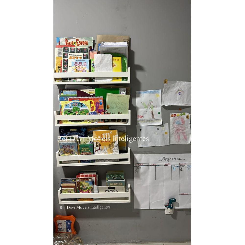 Prateleira Montessoriana Livros Infantil MDF Branco 60 cm
