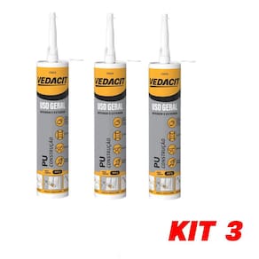 Kit 3 Selante Pu Elástico Vedaflex Cinza 360G Vedacit