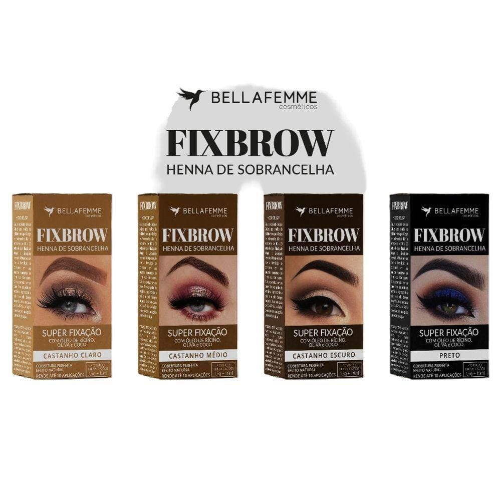 Bella Femme Henna Sobrancelhas Castanho Médio Fixbrow Pigmentada 1,5g Bf10098
