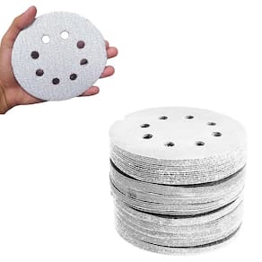 Kit 100 Disco de Lixa Fecho Aderente Branco Pluma 8 Furos 180mm Grão 400 - Starfer