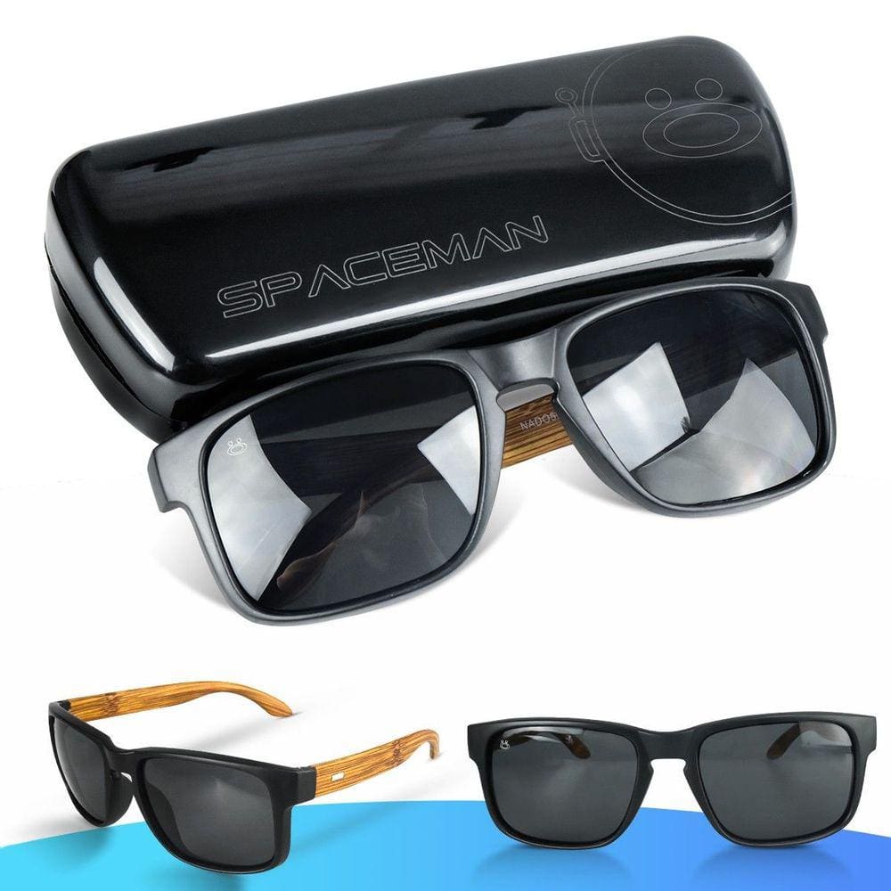 oculos sol marrom masculino proteção uv madeira + case orginal lente preta qualidade premium casual