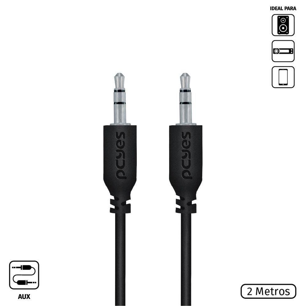 Cabo P2 3.5Mm Macho Para P2 3.5Mm Macho 28Awg Puro Cobre 2 Metros - P35M-2