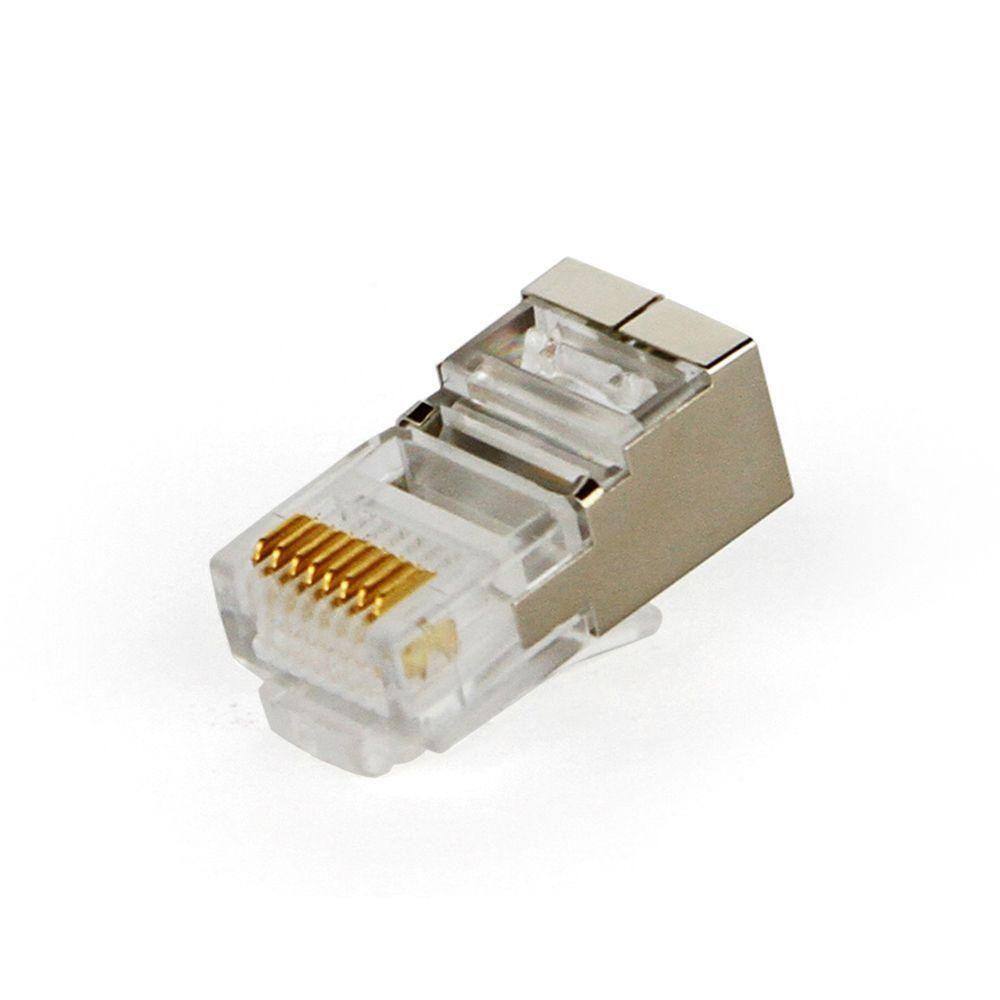 Conector Plug Modular Rj-45 Cabo De Rede Cat5 8X8 Blindado