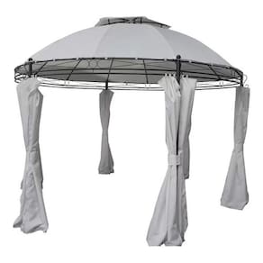 Gazebo Pergolado Redondo Com Cortinas 3,5m - Luxo Importado