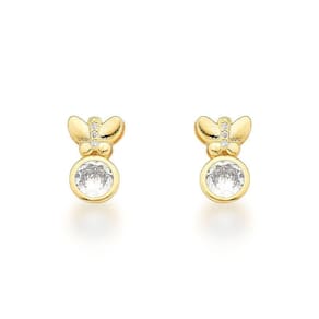 Brinco Borboleta Com Ponto De Luz Banhado A Ouro 18k