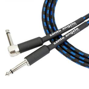 Cabo De Guitarra Santo Angelo Angl L Textil 15 Ft 4,57 Metros P10 / P10 90 Graus Preto/Azul