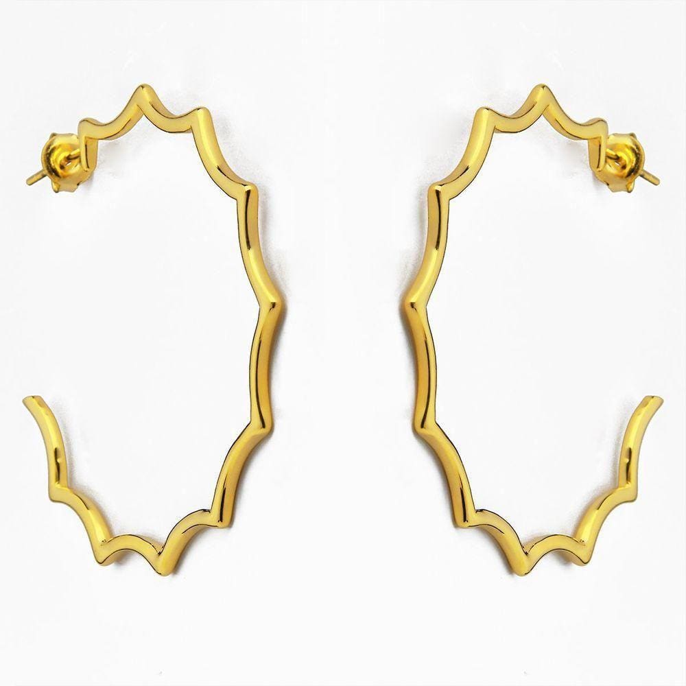 Brinco Argola Desenhada Banhado A Ouro 18k
