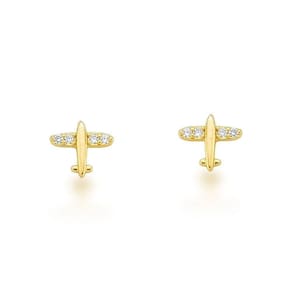 Brinco Avião Cravejado Com Zirconias Banhado A Ouro 18k