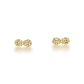 Brinco Pequeno Infinito Cravejado Banhado A Ouro18k