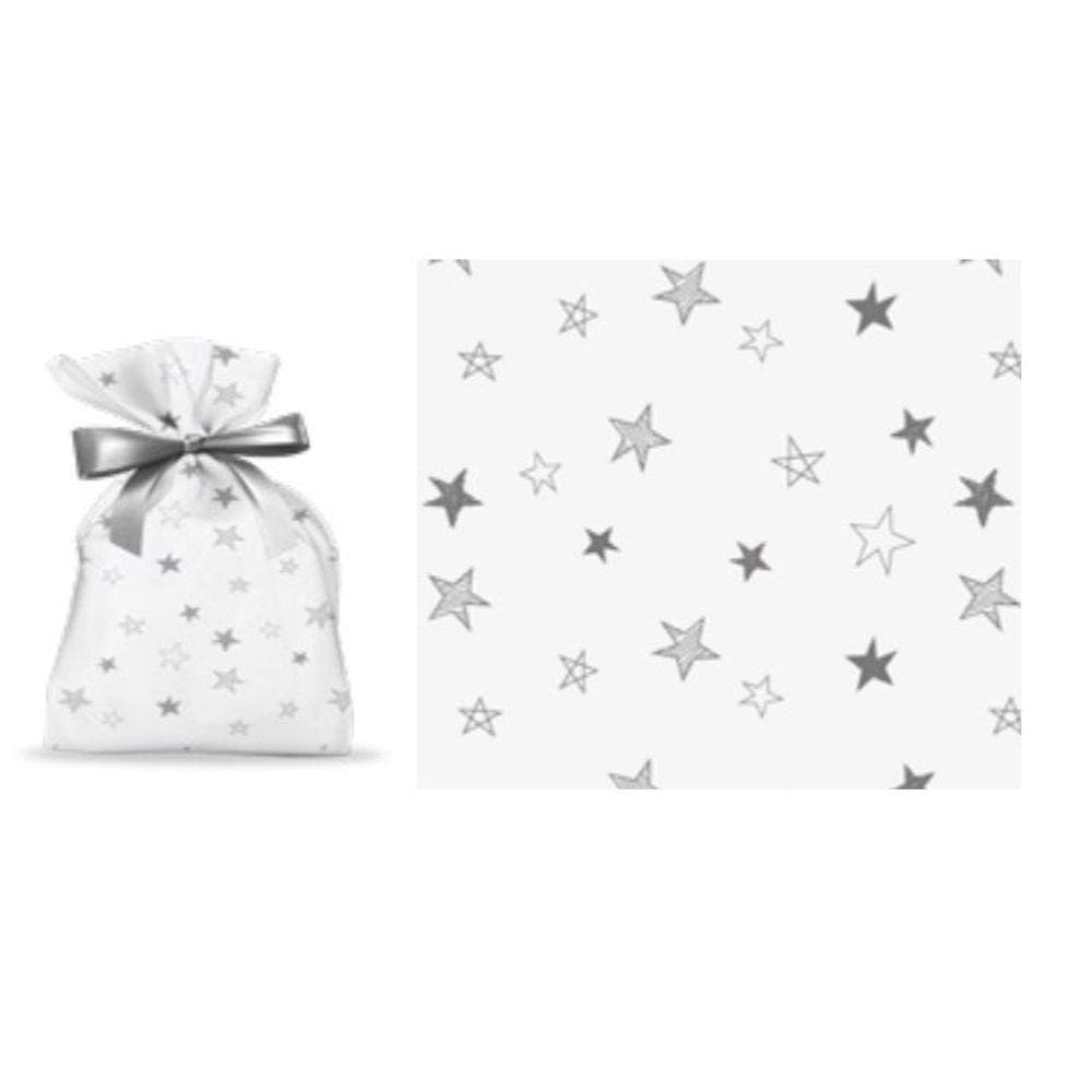 Kit 50 Saco de Presentes Embalagem Estrelas 20x30cm