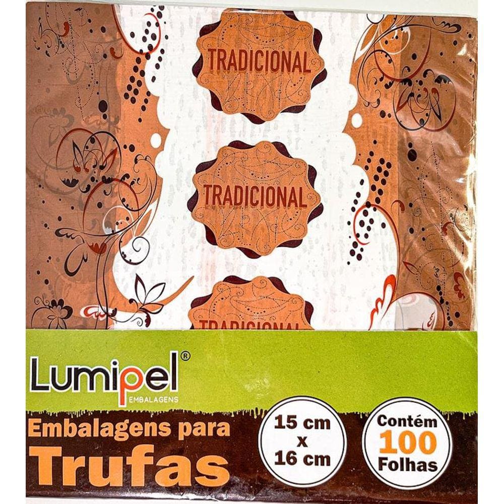 100 Embalagem Folhas para trufa Sabores 15x16cm c/ aluminio