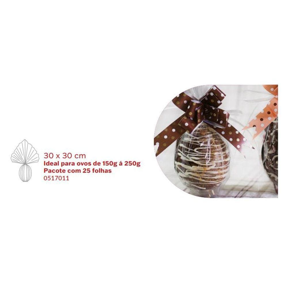 25 Saco celofane plastico transparente p/ ovos de pascoa 30x30 / 40x40cm