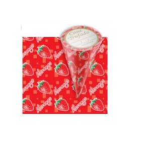 50 Embalagem p/ Cone Trufado Morango 15x10cm c/ Etiquetas