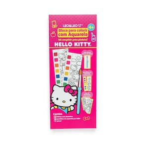 Bloco De Colorir Com Aquarela Leo&Leo Hello Kitty - Kit Completo Para Pintura
