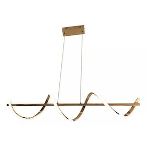 Pendente Moderno Espiral Dourado 90cm Led 30W 3 em 1 Bivolt