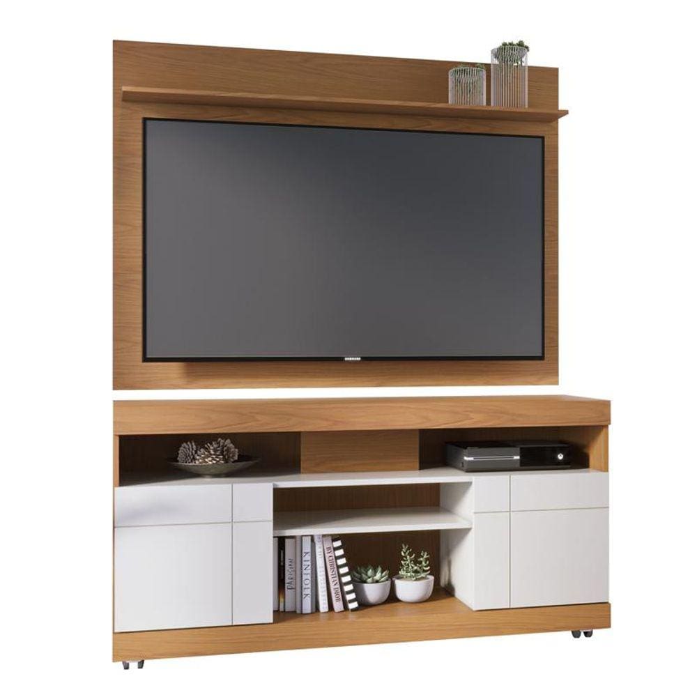 Rack Bancada Yara e Painel Maia para TV de 55" Freijo/Off White - Colibri