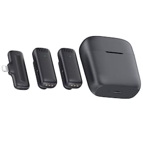 Microfone de lapela sem fio com compartimento de carregamento