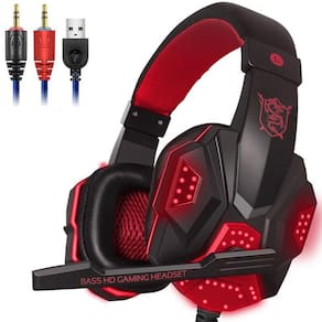 Fones de ouvido PC780 Gamer Over-Ear com microfone - preto/vermelho