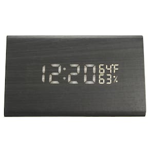 Despertador com controle de voz LCD digital de madeira