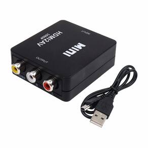 Adaptador escalador HDMI para RCA HDMI2AV 1080P Mini HD preto