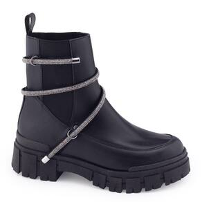 Bota Coturno M. Rose 543-705 Tratorado Strass Chelsea Bloco